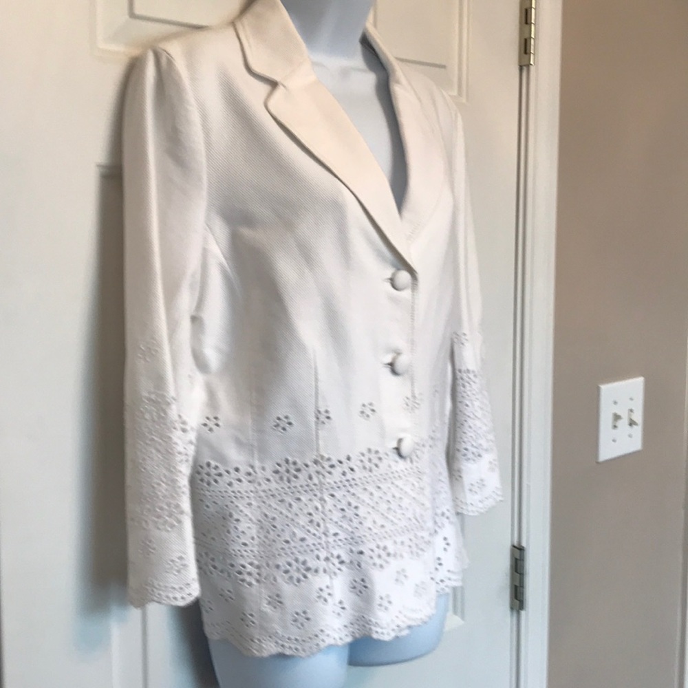 Ann Taylor white eyelet trim jacket